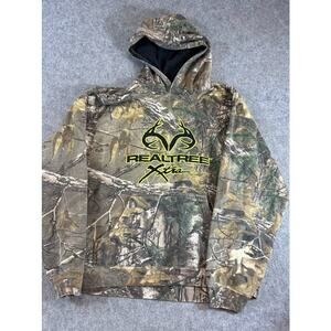 VTG 90s Realtree Xtra Camo Hoodie Sweatshirt Mens L Camouflage Hunting Gorpcore